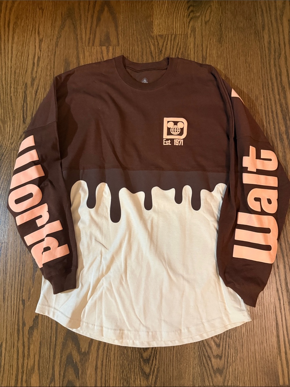 Disney Spirit Jersey Brown and Ice Cream Drip Long Sleeve Tee